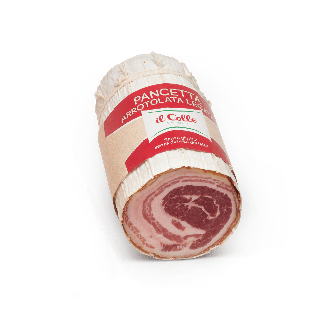 Pancetta arrotolata legata dimezzata Valtidone Salumi