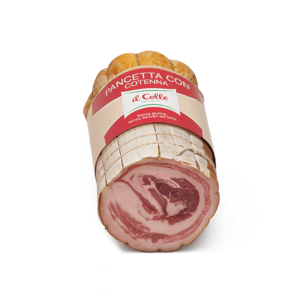 Pancetta con cotenna dimezzata Valtidone Salumi