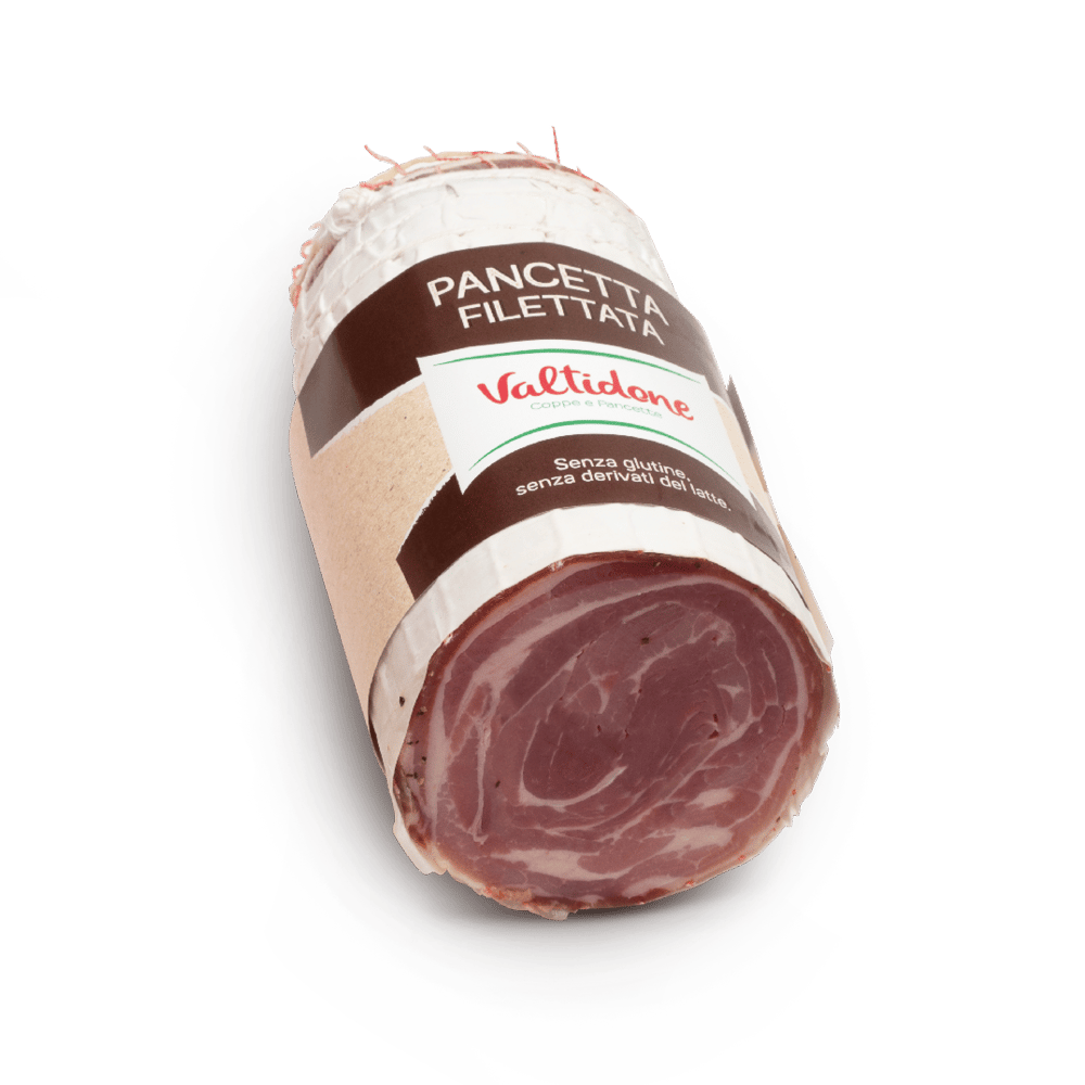 Pancetta filettata dimezzata Valtidone Salumi